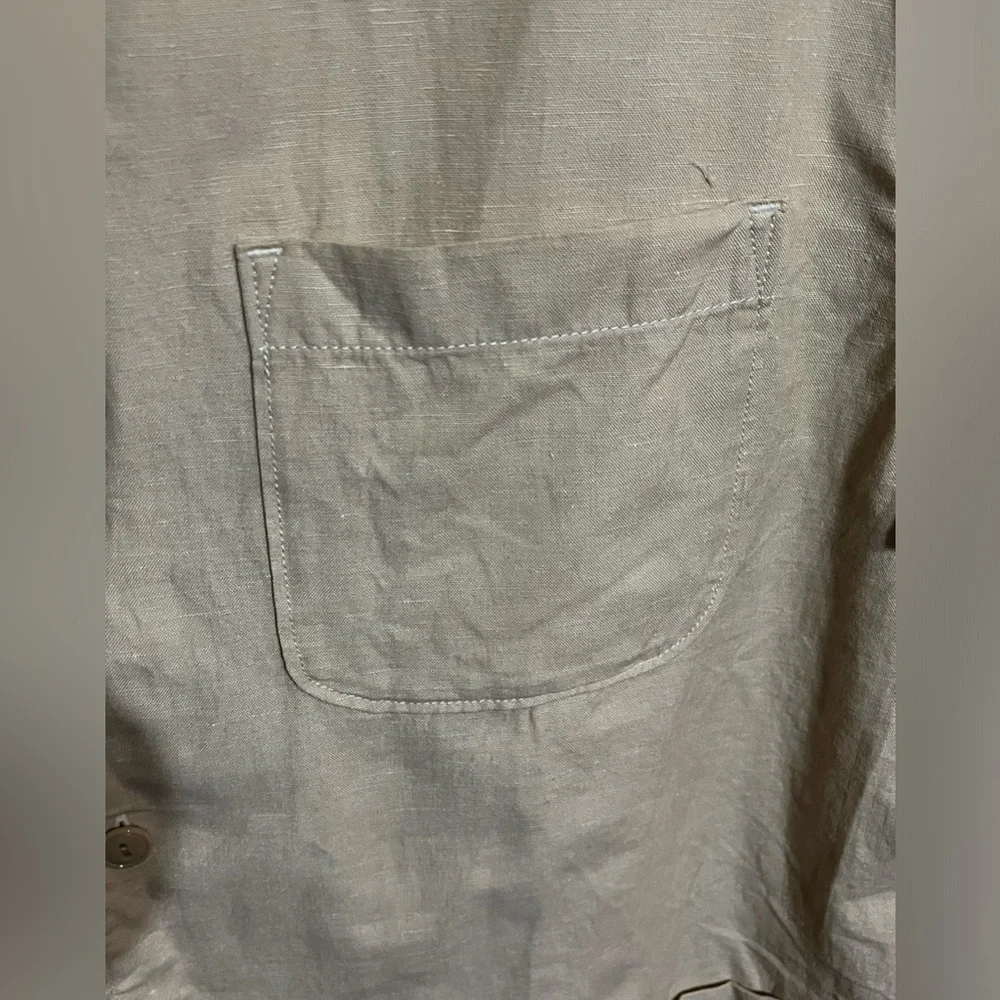 J. Crew Large Cotton Linen Short Sleeve Button Down Shirt Pockets Casual